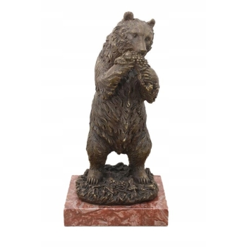 Niedźwiedź z Winogronem - Miś Grizzly Figura Rzeźba Brąz Prezent Dekoracja