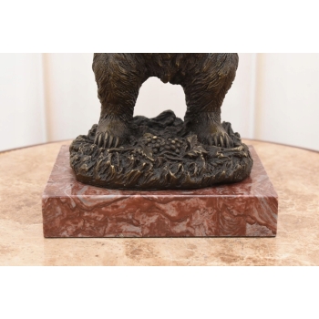 Niedźwiedź z Winogronem - Miś Grizzly Figura Rzeźba Brąz Prezent Dekoracja