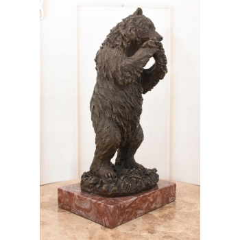 Niedźwiedź z Winogronem - Miś Grizzly Figura Rzeźba Brąz Prezent Dekoracja