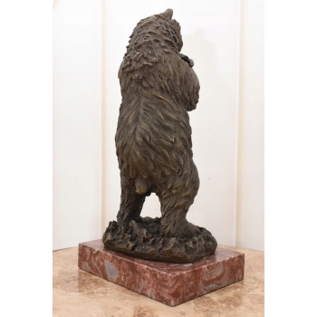 Niedźwiedź z Winogronem - Miś Grizzly Figura Rzeźba Brąz Prezent Dekoracja