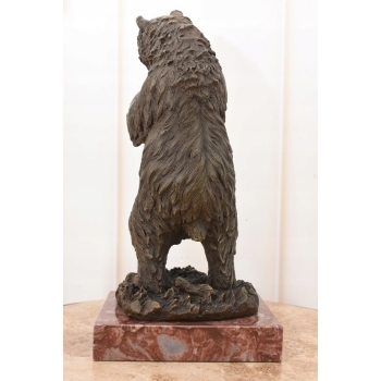 Niedźwiedź z Winogronem - Miś Grizzly Figura Rzeźba Brąz Prezent Dekoracja