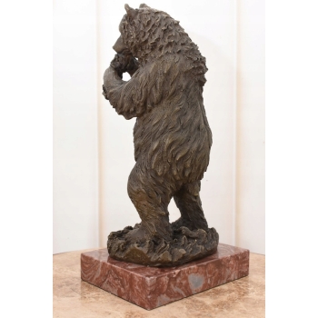 Niedźwiedź z Winogronem - Miś Grizzly Figura Rzeźba Brąz Prezent Dekoracja