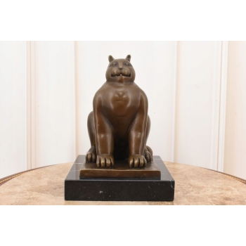Fernando Botero - Gruby Modernistyczny Kot - Figura Rzeźba z Brązu - Ozdoba