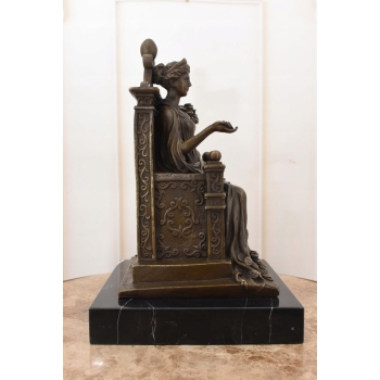 Fortuna Na Tronie - Bogini Bogactwa - Figura Rzeźba z Brązu - Dekoracja