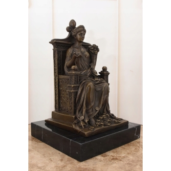 Fortuna Na Tronie - Bogini Bogactwa - Figura Rzeźba z Brązu - Dekoracja