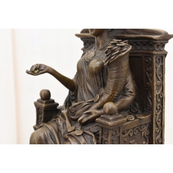 Fortuna Na Tronie - Bogini Bogactwa - Figura Rzeźba z Brązu - Dekoracja