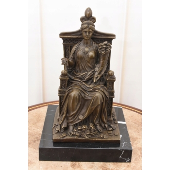 Fortuna Na Tronie - Bogini Bogactwa - Figura Rzeźba z Brązu - Dekoracja