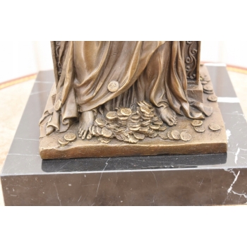 Fortuna Na Tronie - Bogini Bogactwa - Figura Rzeźba z Brązu - Dekoracja