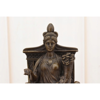 Fortuna Na Tronie - Bogini Bogactwa - Figura Rzeźba z Brązu - Dekoracja