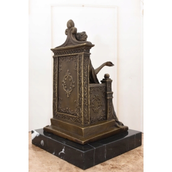 Fortuna Na Tronie - Bogini Bogactwa - Figura Rzeźba z Brązu - Dekoracja