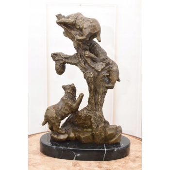 Milo - Niedźwiedzie na Drzewie Niedźwiedź- Figura Rzeźba z Brązu - Ozdoba