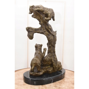 Milo - Niedźwiedzie na Drzewie Niedźwiedź- Figura Rzeźba z Brązu - Ozdoba