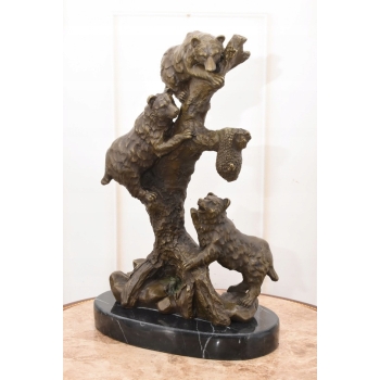 Milo - Niedźwiedzie na Drzewie Niedźwiedź- Figura Rzeźba z Brązu - Ozdoba