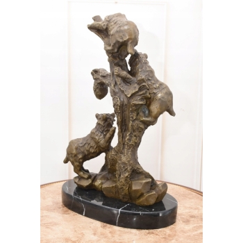 Milo - Niedźwiedzie na Drzewie Niedźwiedź- Figura Rzeźba z Brązu - Ozdoba