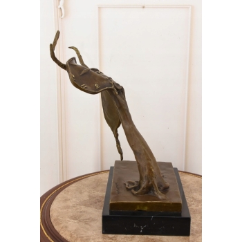 Surrealistyczny Zegar Salvador Dali Style - Abstrakcyjna Figura z Brązu