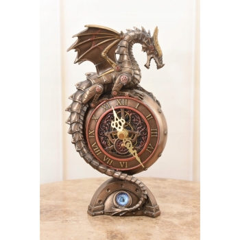 Zegar Smok Steampunk Dragon - Figurka Rzeźba - uszkodzone skrzydło