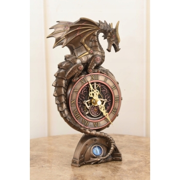 Zegar Smok Steampunk Dragon - Figurka Rzeźba - uszkodzone skrzydło