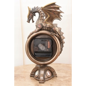 Zegar Smok Steampunk Dragon - Figurka Rzeźba - uszkodzone skrzydło