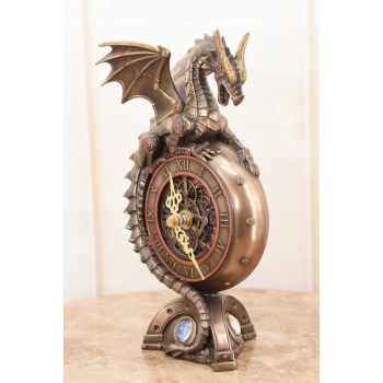 Zegar Smok Steampunk Dragon - Figurka Rzeźba - uszkodzone skrzydło