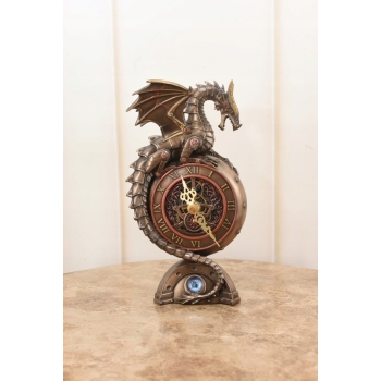 Zegar Smok Steampunk Dragon - Figurka Rzeźba - uszkodzone skrzydło