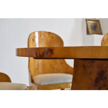 Polski Stół Art Deco + 6 Krzeseł Okrągły - Rodzinny - Meble Salon Jadalnia