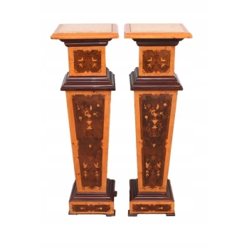 Dwa Postumenty Art Deco - Kolumny - Stojące Piedestały - Blat z Marmuru
