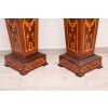 Dwa Postumenty Intarsjowane - Kolumny - Stojące Piedestały - Blat z Marmuru