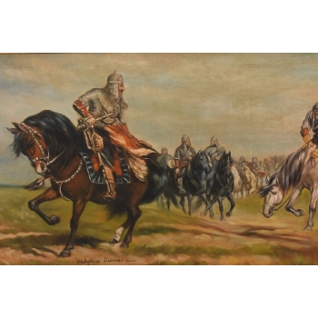 Władysław Szerner - Bitwa pod Grunwaldem - Stary Duży Obraz Rama