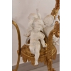 Francuski Stół Królewski Ludwik XVI Malunki Brąz + Anioły Alabaster Stolik