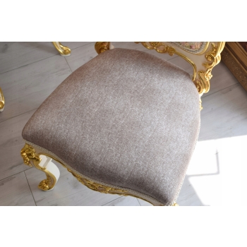 Włoski Komplet Mebli Jadalnia - Stół + 6 Krzeseł - Pałacowy Królewski