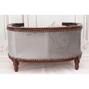 Sofa Kanapa - Pufa Legowisko Dla Psa Kota - Srebrne - Barok - Drewno