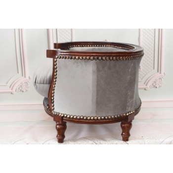 Sofa Kanapa - Pufa Legowisko Dla Psa Kota - Srebrne - Barok - Drewno