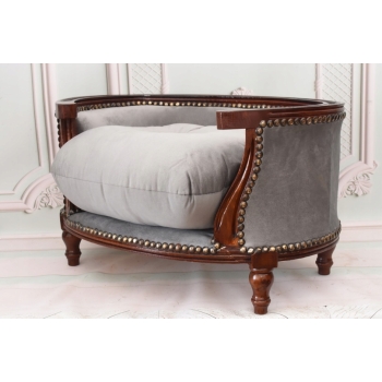 Sofa Kanapa - Pufa Legowisko Dla Psa Kota - Srebrne - Barok - Drewno