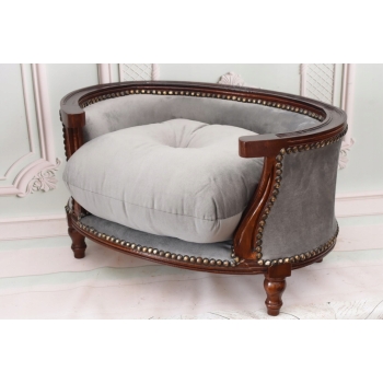 Sofa Kanapa - Pufa Legowisko Dla Psa Kota - Srebrne - Barok - Drewno
