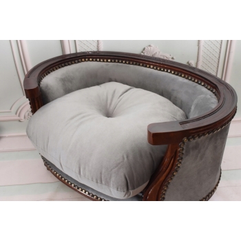 Sofa Kanapa - Pufa Legowisko Dla Psa Kota - Srebrne - Barok - Drewno