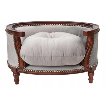 Sofa Kanapa - Pufa Legowisko Dla Psa Kota - Srebrne - Barok - Drewno