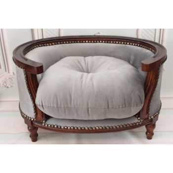 Sofa Kanapa - Pufa Legowisko Dla Psa Kota - Srebrne - Barok - Drewno