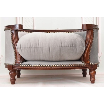 Sofa Kanapa - Pufa Legowisko Dla Psa Kota - Srebrne - Barok - Drewno