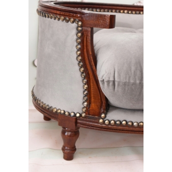 Sofa Kanapa - Pufa Legowisko Dla Psa Kota - Srebrne - Barok - Drewno