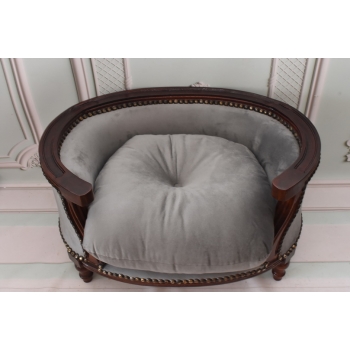 Sofa Kanapa - Pufa Legowisko Dla Psa Kota - Srebrne - Barok - Drewno