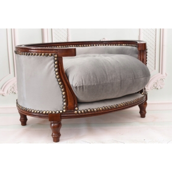 Sofa Kanapa - Pufa Legowisko Dla Psa Kota - Srebrne - Barok - Drewno
