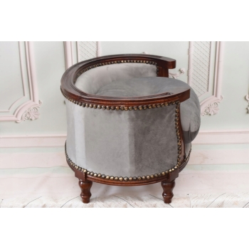 Sofa Kanapa - Pufa Legowisko Dla Psa Kota - Srebrne - Barok - Drewno