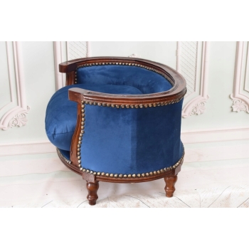 Sofa Kanapa - Pufa Legowisko Dla Psa Kota - Niebieska - Barok - Drewno