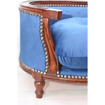 Sofa Kanapa - Pufa Legowisko Dla Psa Kota - Niebieska - Barok - Drewno