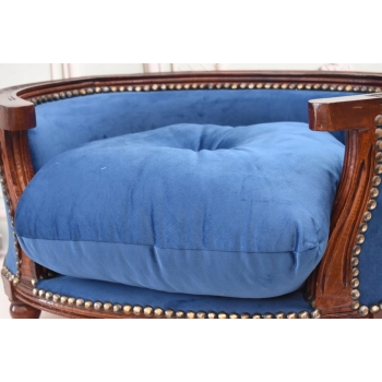 Sofa Kanapa - Pufa Legowisko Dla Psa Kota - Niebieska - Barok - Drewno
