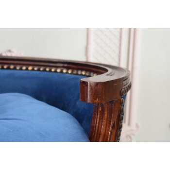 Sofa Kanapa - Pufa Legowisko Dla Psa Kota - Niebieska - Barok - Drewno