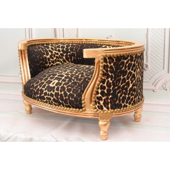 Sofa Kanapa - Pufa Legowisko Dla Psa Kota - Panterka - Barok - Drewno
