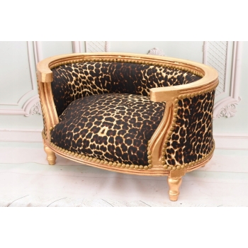 Sofa Kanapa - Pufa Legowisko Dla Psa Kota - Panterka - Barok - Drewno