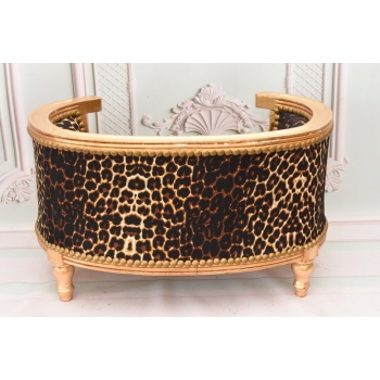 Sofa Kanapa - Pufa Legowisko Dla Psa Kota - Panterka - Barok - Drewno