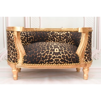 Sofa Kanapa - Pufa Legowisko Dla Psa Kota - Panterka - Barok - Drewno